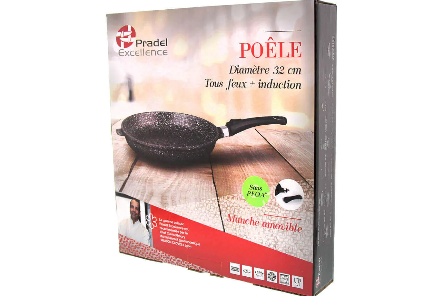 Poêle en fonte Pradel Excellence Premium 32cm façon pierre tous feux/ induction