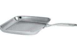 Poêle grill Cristel Castel'Pro inox + pince de service inox offerte - Exclusivité
