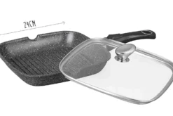 Poêle à grill en fonte Pradel Excellence Premium 24x24cm façon pierre tous feux/ induction