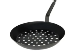 Poêle à marrons perforée Baumalu 28cm en tôle d'acier pour cuisson sur braise