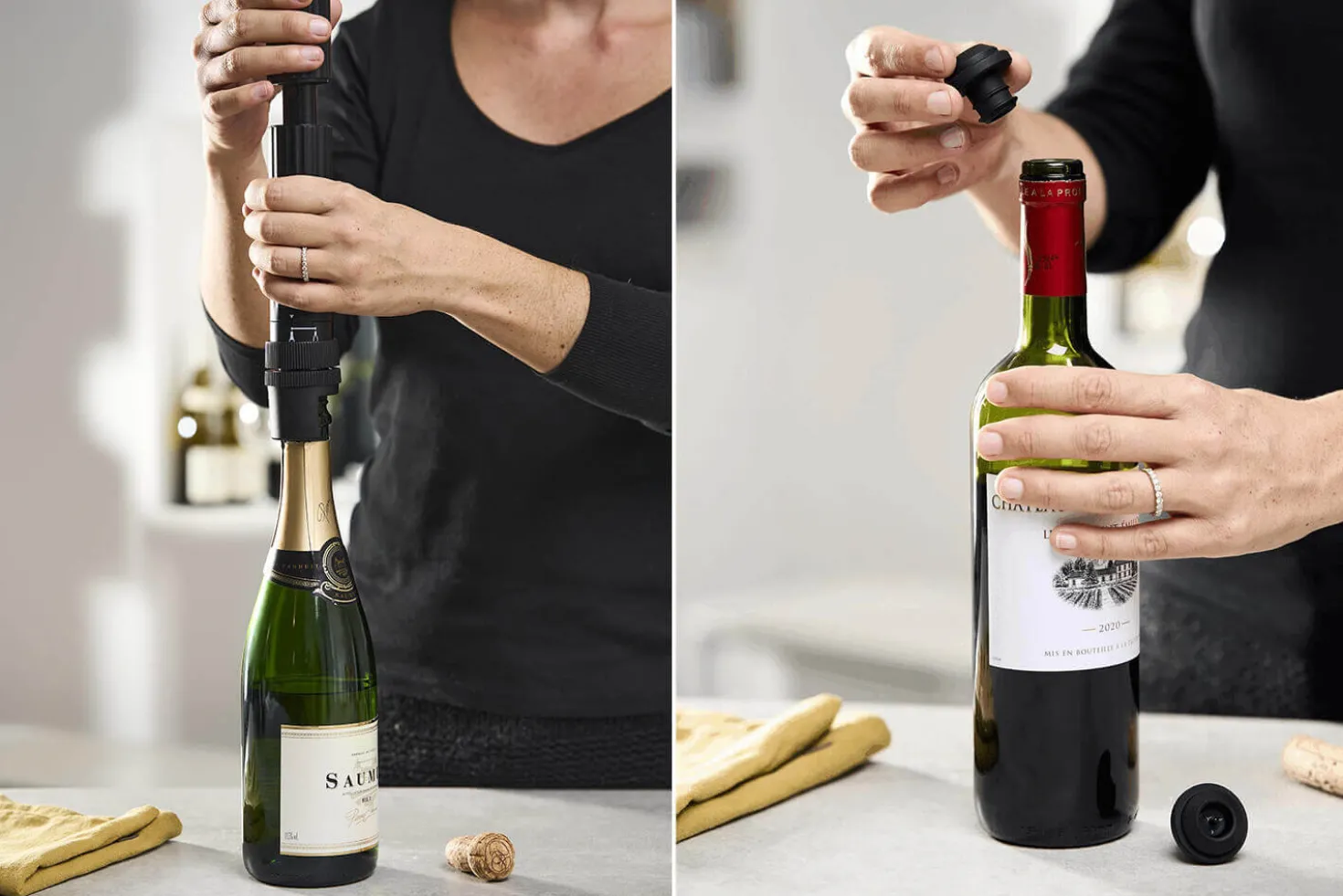 Pompe de Conservation Peugeot Preserve Duo double fonction vin & effervescent + 3 bouchons