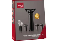 Pompe à vide Concerto + 3 bouchons + 1 verseur anti-goutte Vacu Vin noir