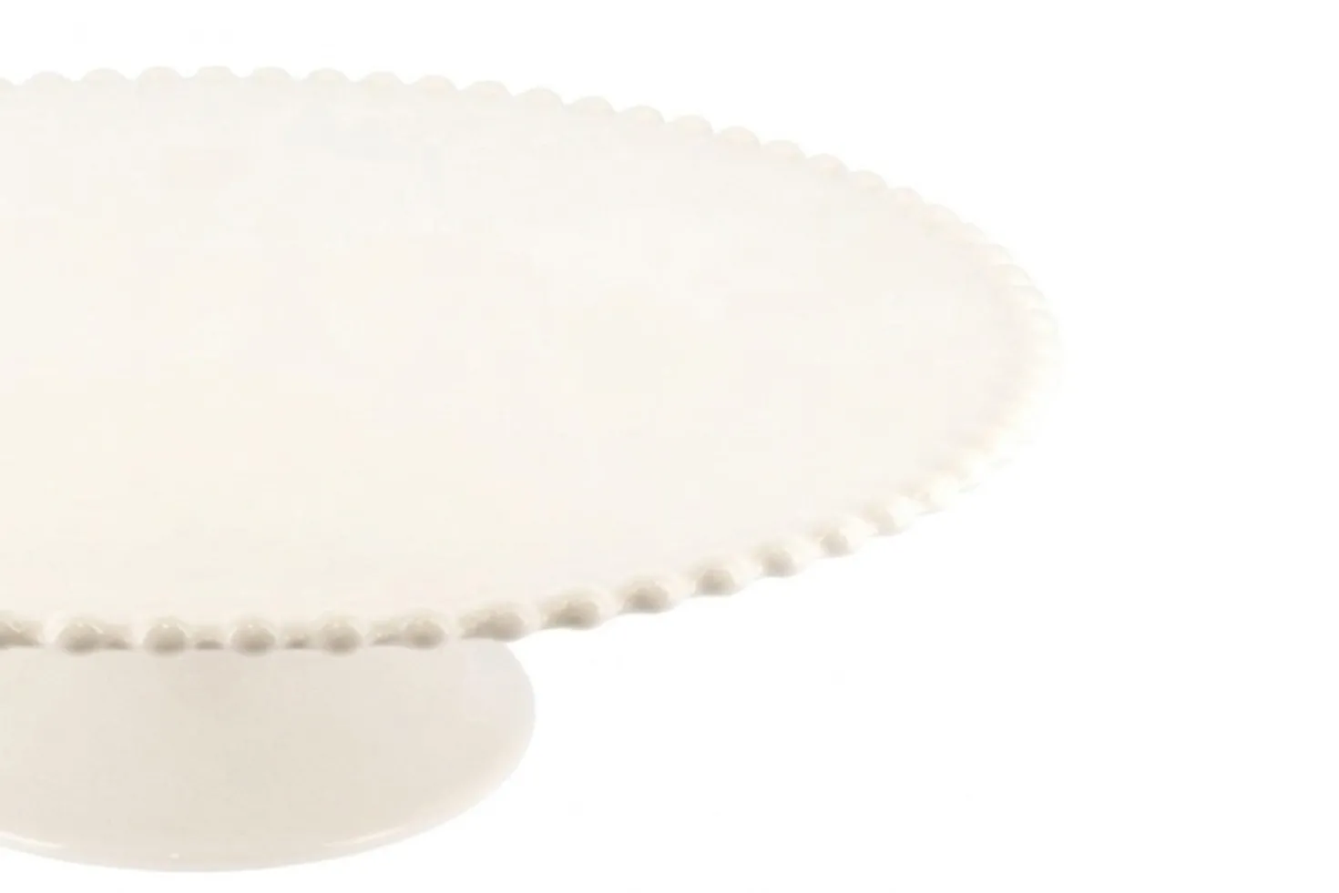 Présentoir à gâteau sur pied Patisdécor en céramique avec bord perlé 31cm
