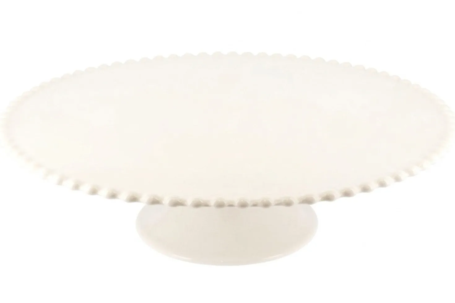 Présentoir à gâteau sur pied Patisdécor en céramique avec bord perlé 31cm