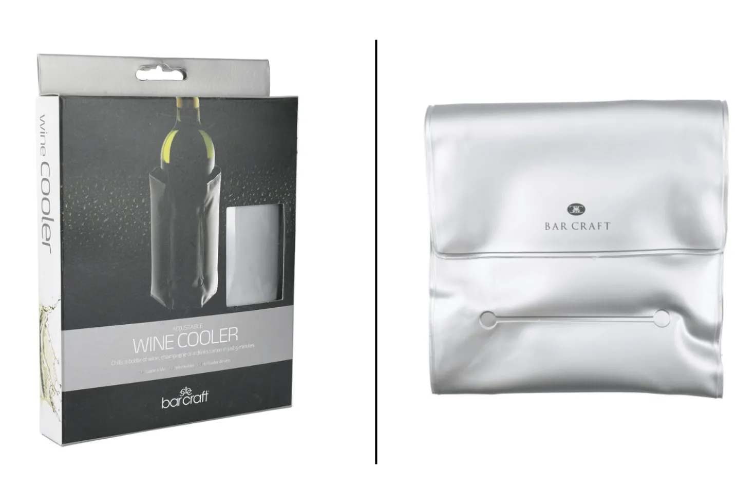 Rafraîchisseur à vin BarCraft en PVC coloris argent avec fermeture velcro ajustable