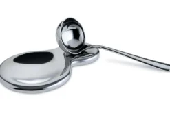 Repose-cuillère Alessi T-1000 tout inox 18/10 design par Valerio Sommella