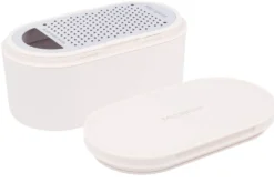 Râpe Microplane 3-en-1 blanche avec boîte de conservation et double couvercle