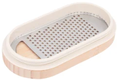 Râpe Microplane 3-en-1 blanche avec boîte de conservation et double couvercle