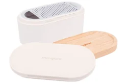 Râpe Microplane 3-en-1 blanche avec boîte de conservation et double couvercle