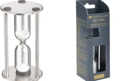 Sablier Masterclass 3 minutes en verre et acier inoxydable finition satinée