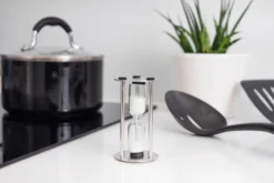 Sablier Masterclass 3 minutes en verre et acier inoxydable finition satinée