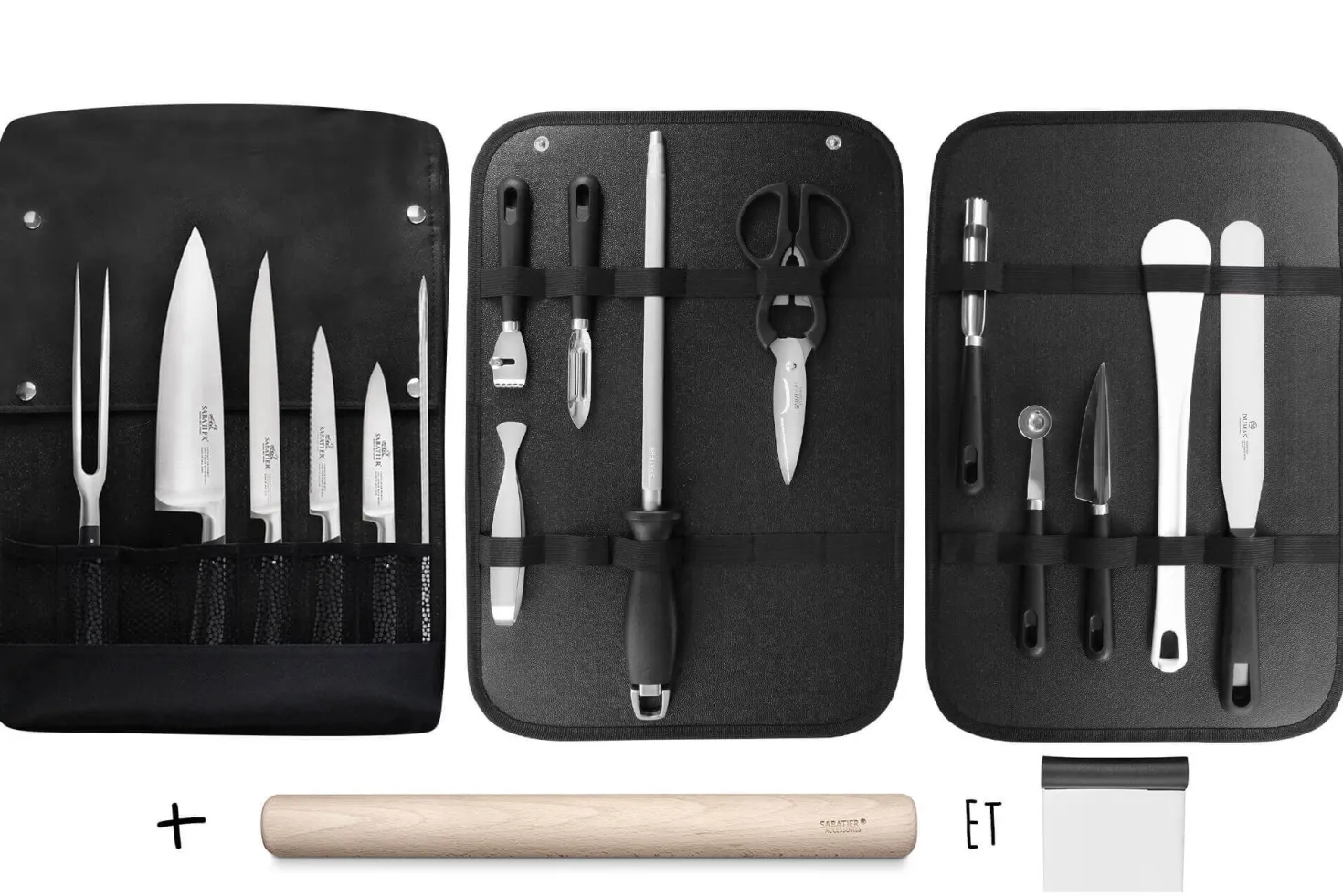 Sac spécial chef Sabatier Edonist 4 couteaux de cuisine français + 14 ustensiles - Exclusivité