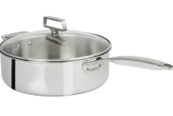 Sauteuse Cristel Castel'Pro en acier inoxydable 18/10 5 ply poignée fixe + couvercle en verre