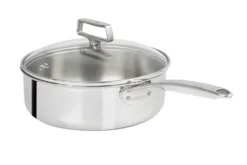Sauteuse Cristel Castel'Pro en acier inoxydable 18/10 5 ply poignée fixe + couvercle en verre