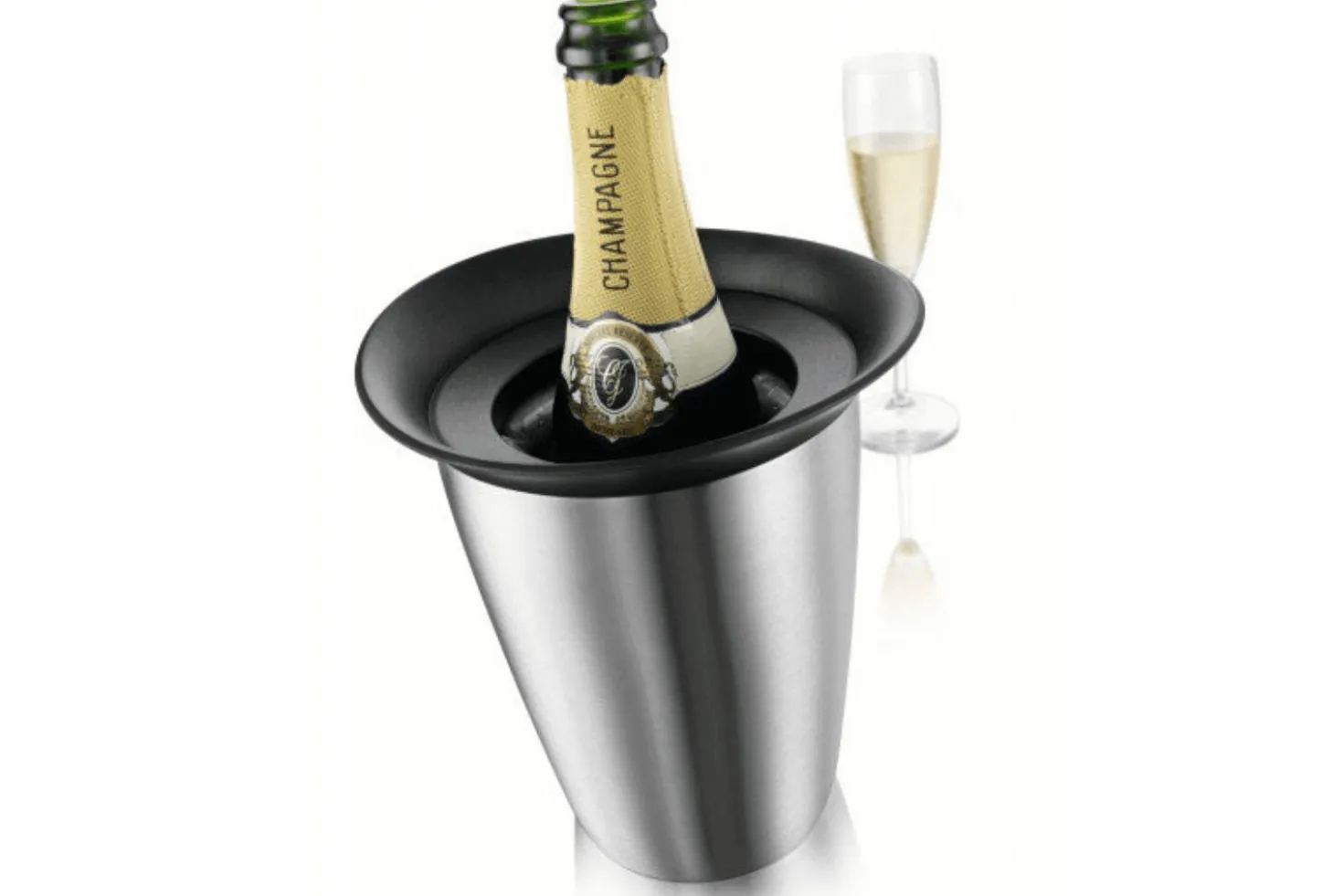 Seau refroidisseur à Champagne Vacu Vin en acier brossé