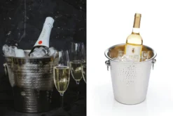 Seau à vin mousseux et à champagne Barcraft en acier inoxydable martelé
