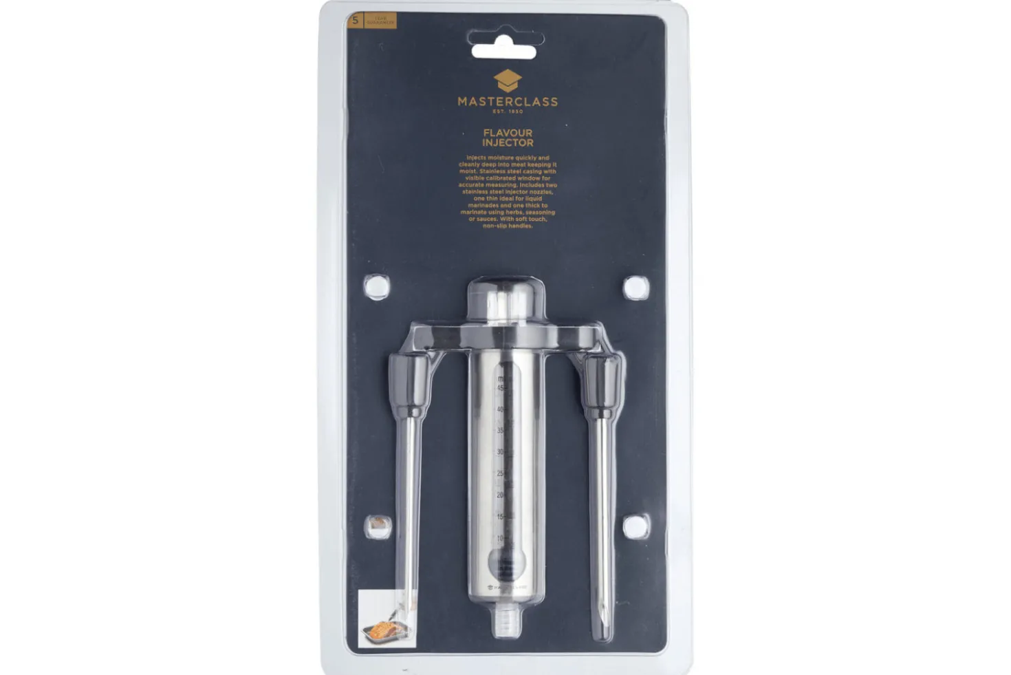 Seringue à marinade MasterClass en acier inox 45ml + 2 aiguilles