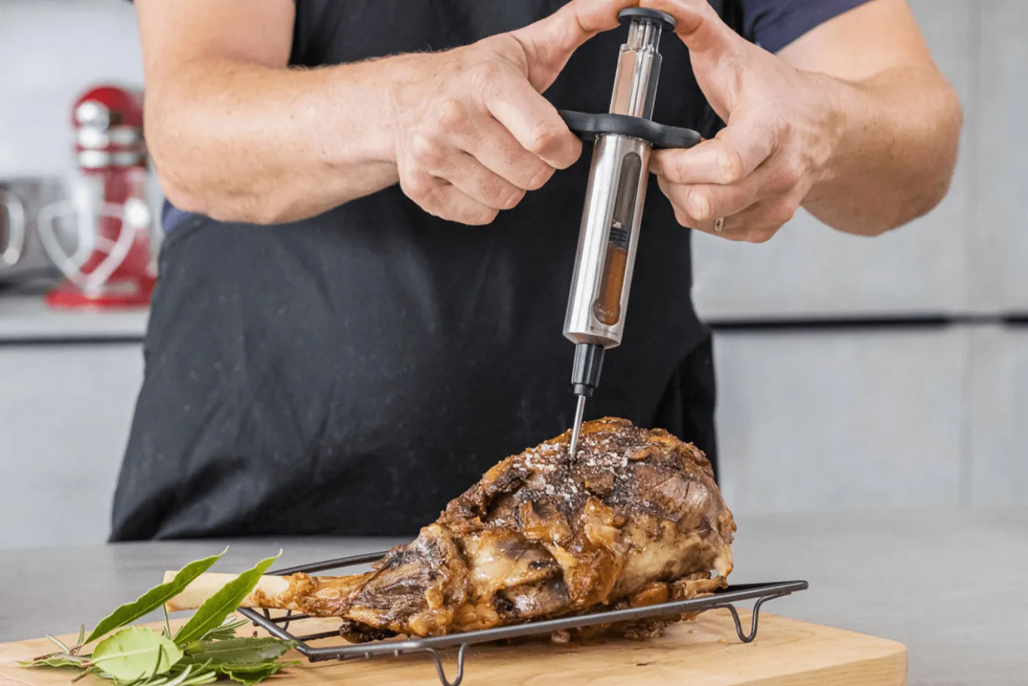 Seringue à marinade MasterClass en acier inox 45ml + 2 aiguilles