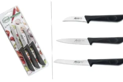Set 3 couteaux de cuisine Sanelli Jolly acier inox manche noir