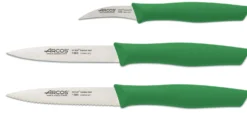 Set 3 couteaux à légumes Arcos Nova lames acier NITRUM manche vert