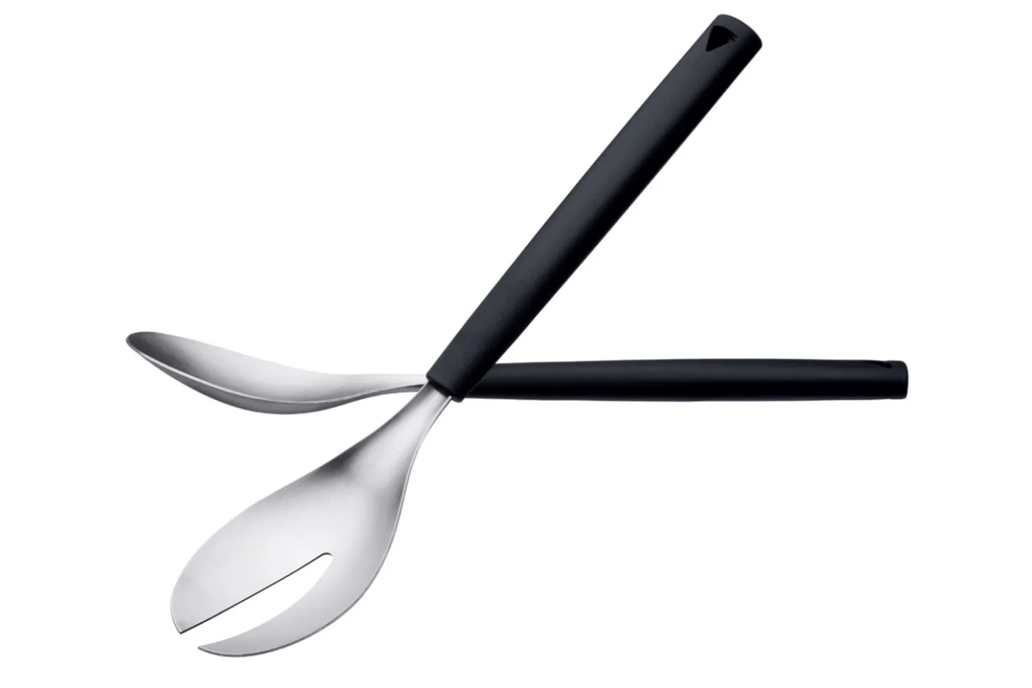 Set 2 couverts à salade Triangle en inox brossé et manche en polypropylène
