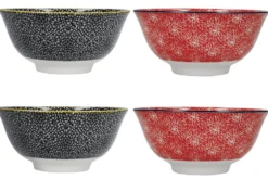 Set de 4 bols KitchenCraft en céramique Red And Black design diamètre 15cm