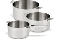 Set de 3 casseroles Beka Evolution tri-ply 16, 18 et 20cm - Poignée amovible incluse
