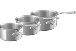 Set de 3 casseroles Mauviel M'Cook tout inox avec poignée fixe compatible induction