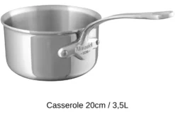 Set de 3 casseroles Mauviel M'Cook tout inox avec poignée fixe compatible induction