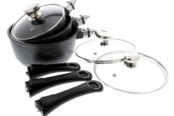 Set de 3 casseroles Pradel Excellence Onda 16/18/20cm tous feux/ induction - 3 manches amovibles