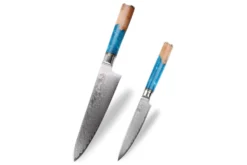 Set de 2 couteaux Kutoyama Damas Azur chef + universel
