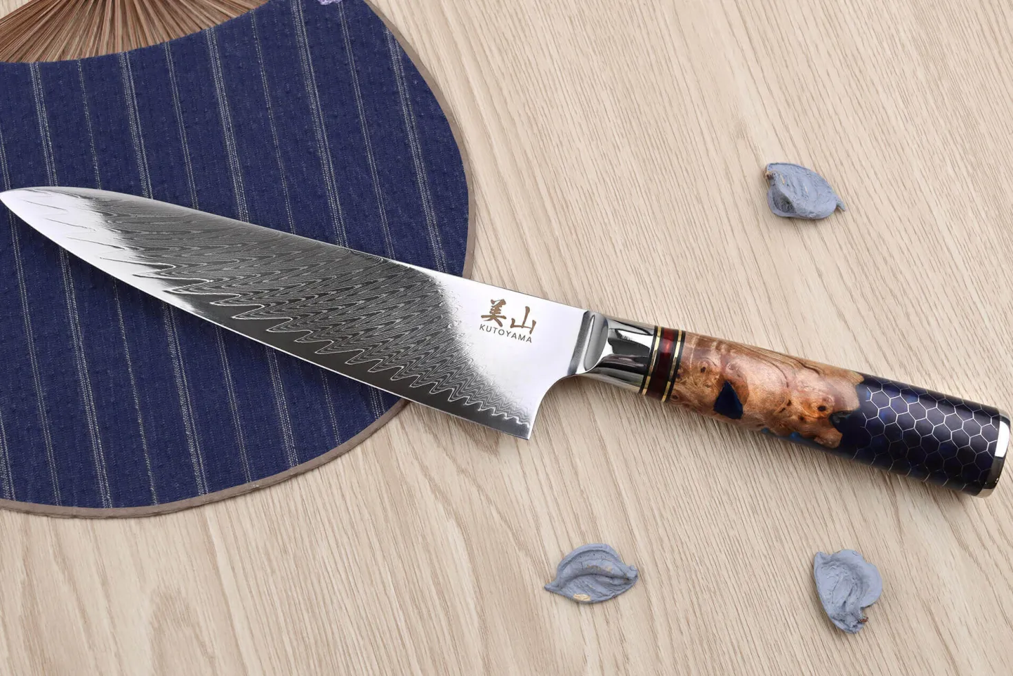Set de 2 couteaux Kutoyama Damas nid d'abeille chef + office