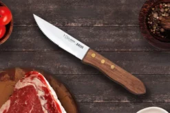 Set de 4 couteaux à steak 3 Claveles Angus 12cm acier inox manche frêne