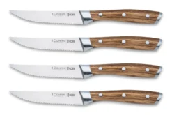 Set de 4 couteaux à steak 3 Claveles Kobe 11,5cm acier inox manche châtaignier