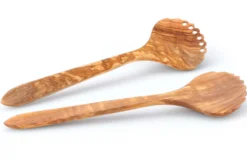 Set de 2 couverts à salade bords dentelles Continenta en bois d'olivier 31,5cm