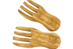 Set de 2 mains à salade Bérard fait main en olivier 20x9cm