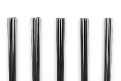 Set de 5 paires de baguettes chinoises en inox noir Kutoyama