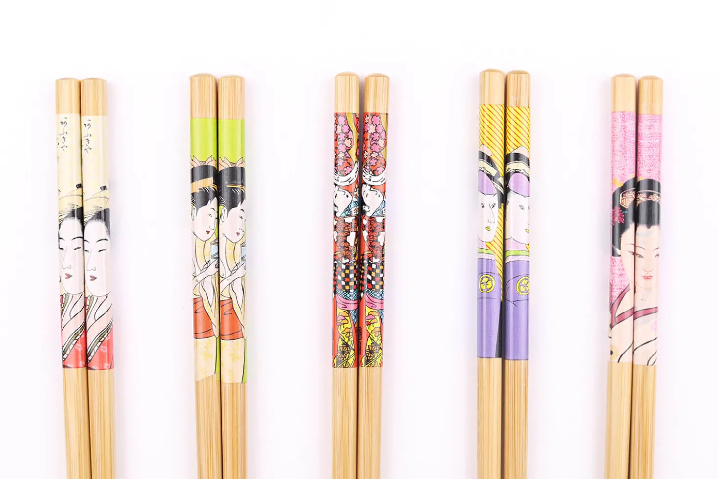 Set de 5 paires de baguettes chinoises en bambou Kutoyama - Modèle 7