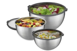 Set de 3 saladiers Gefu Mondi en acier inoxydable avec couvercles
