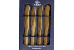 Set de 4 tartineurs courbes Bérard fait main en olivier 17,5cm