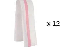 Set de 12 torchons Robur Taoste 70x50cm blanc et rose 100% coton