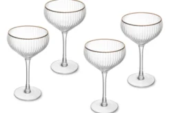 Set de 4 verres à coupe Mikasa Sorrento en cristal pur avec bord doré 350ml