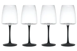 Set de 4 verres à vin rouge Mikasa Palermo en cristal transparent et noir 450ml