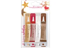 Set 4 icings stylos Scrapcooking - Or, choco, blanc, rouge 4X20g