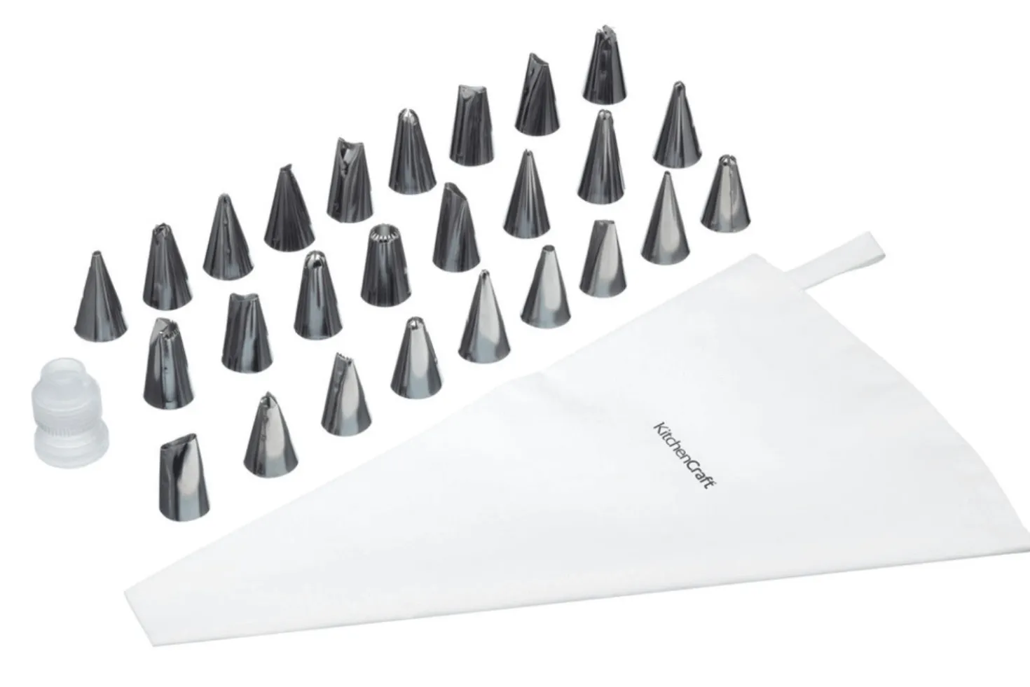 Set pâtissier Kitchencraft avec 26 douilles en acier inoxydable + poche à douille + adaptateur