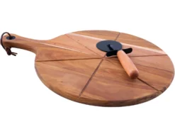 Set spécial pizza Point Virgule avec roulette à pizza et planche à servir en acacia