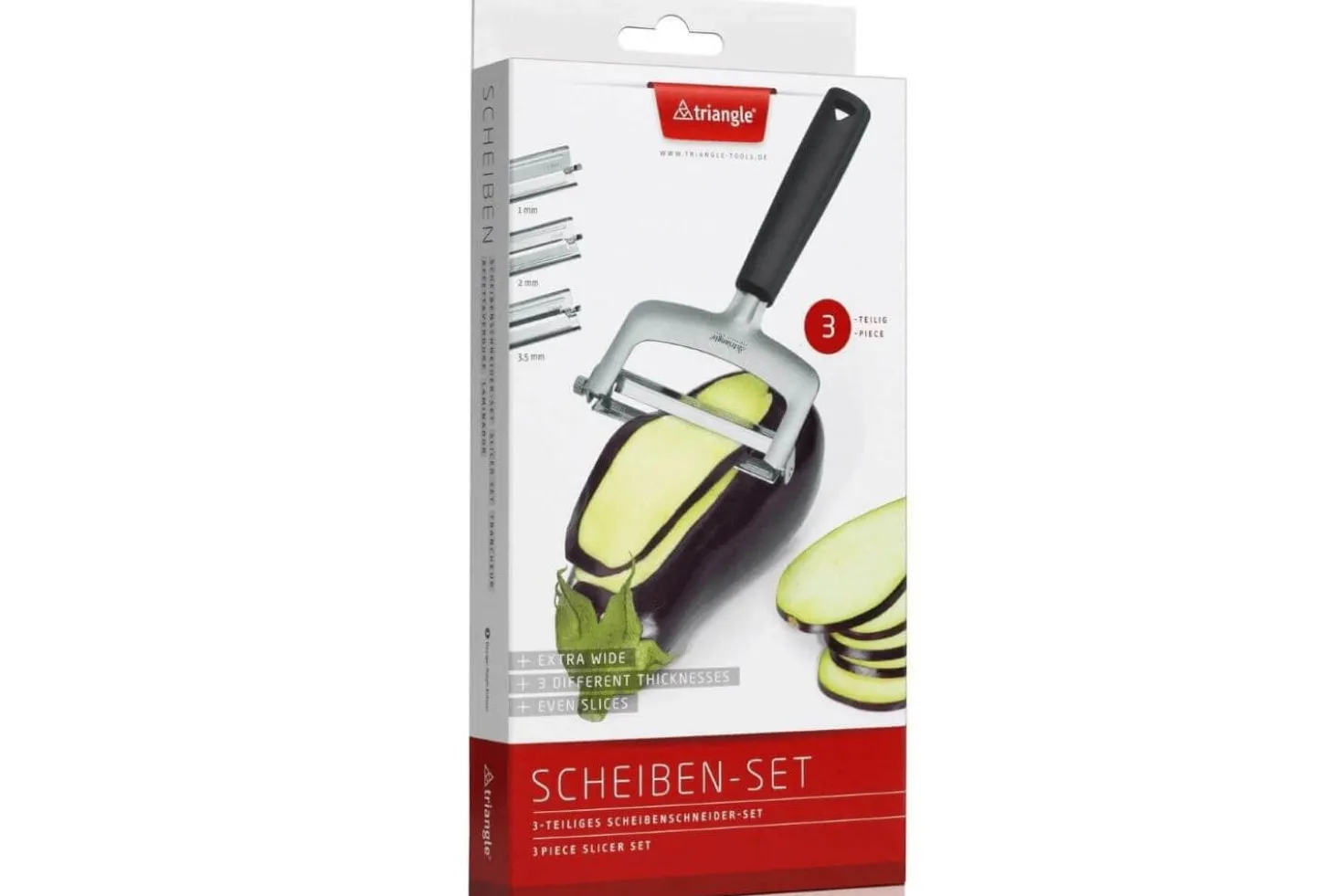 Set trancheur Triangle 3 lames interchangeables et manche en green grip avec pochette