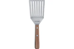 Spatule ajourée coudée large Triangle manche en bois de cerisier