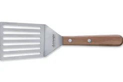 Spatule ajourée coudée large Triangle manche en bois de cerisier
