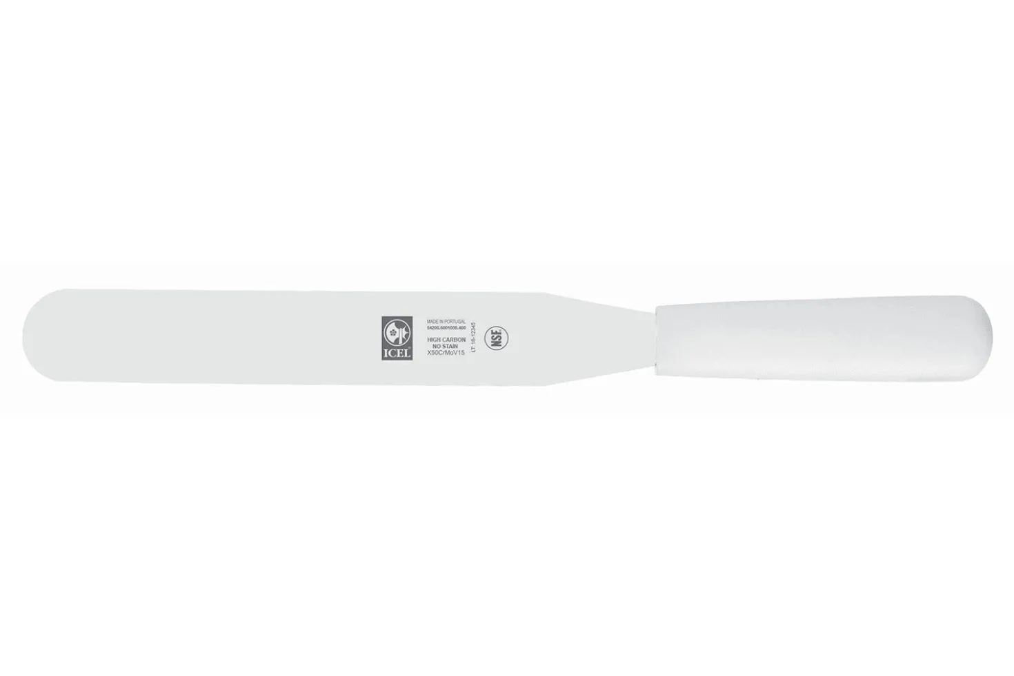 Spatule droite professionnelle Icel inox manche PP blanc